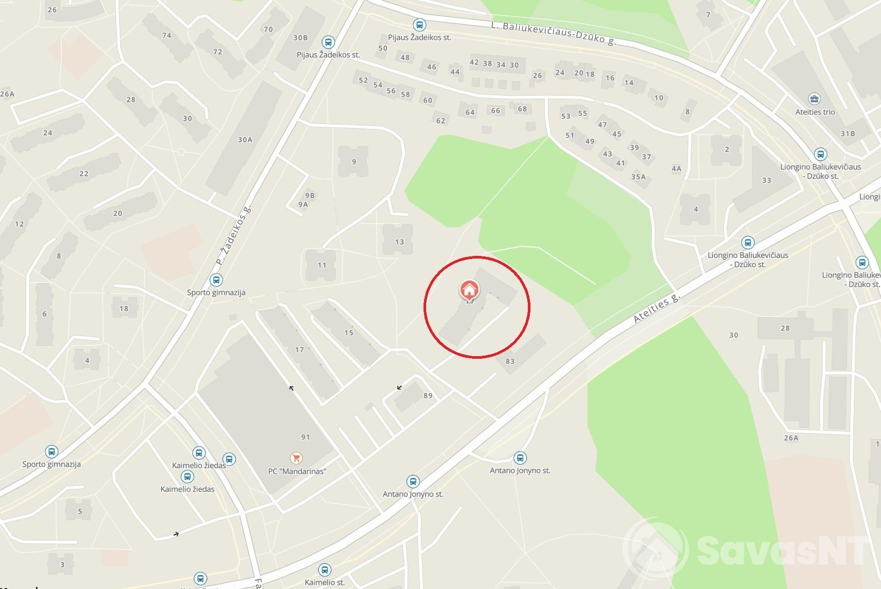 Ateities g. šalia PC Mandarinas nuomojamas trijų kambarių butas