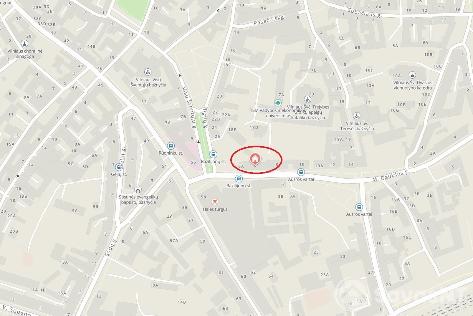 Senamiestyje, Vilniaus centre, Bazilijonų g. nuomojamas dviejų kambarių butas