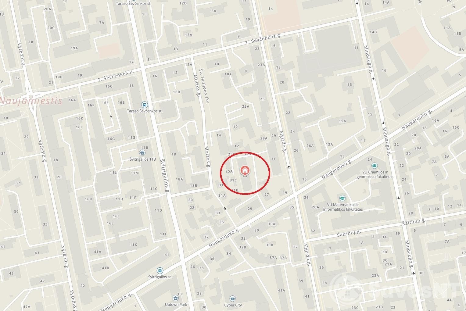 Senamiestyje, Naugarduko g. nuomojamas studio tipo (vieno kambario) butas