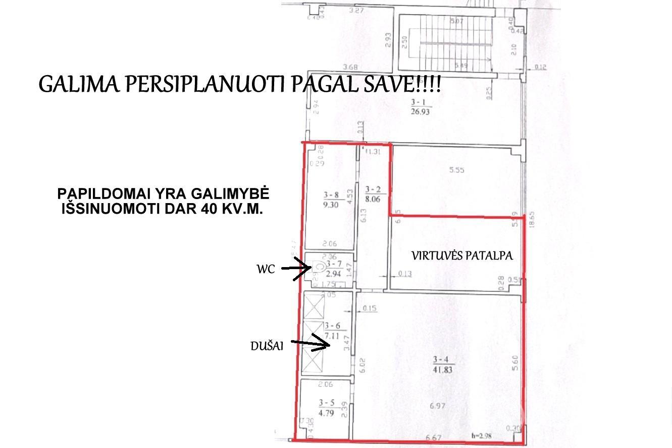 Ateities g. išnuomojamos 100 kv.m. ploto komercinės patalpos